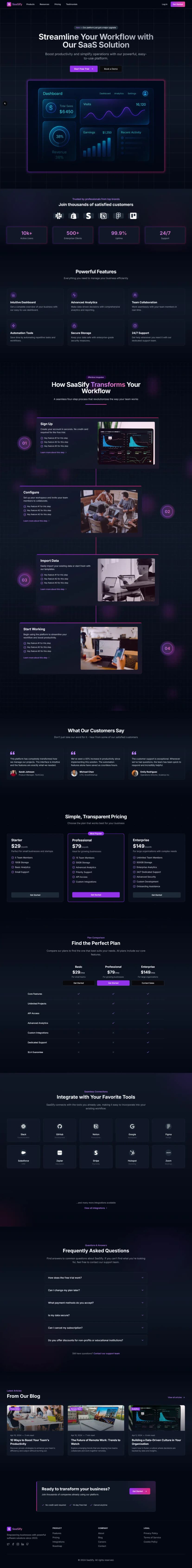 Free SaaS Landing Page Template - Open Source SaaS Website template preview